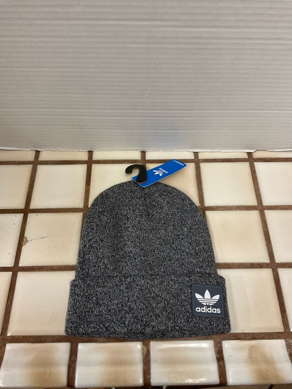 adidas Heather Gray Cuffed Knit Beanie with Trefoil Patch